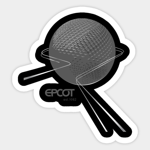 EPCOT Spaceship Earth Grayscale Simplified Shirt Design - for Front Sticker by Blake Dumesnil Designs